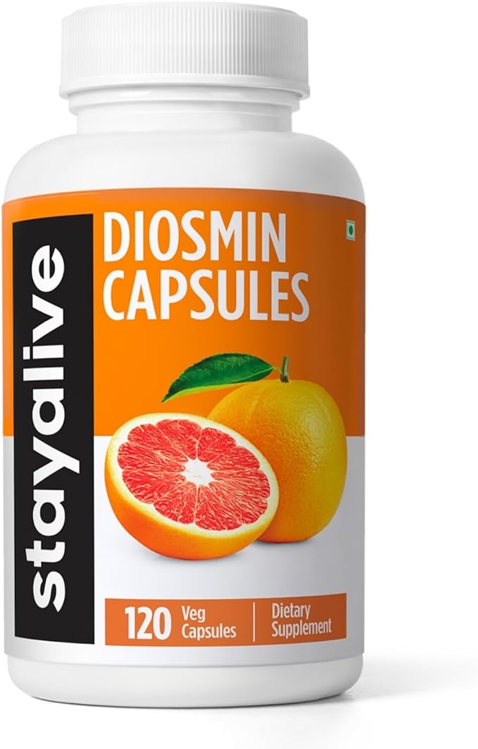 STAY ALIVE Pure Diosmin Complex 1000mg Formula, 120 Capsules, Citrus Bioflavonoids Rich Fruit Extract, 2 Month Supply, 100% Vegetarian, Non-GMO & Gluten Free Diosmin Supplement