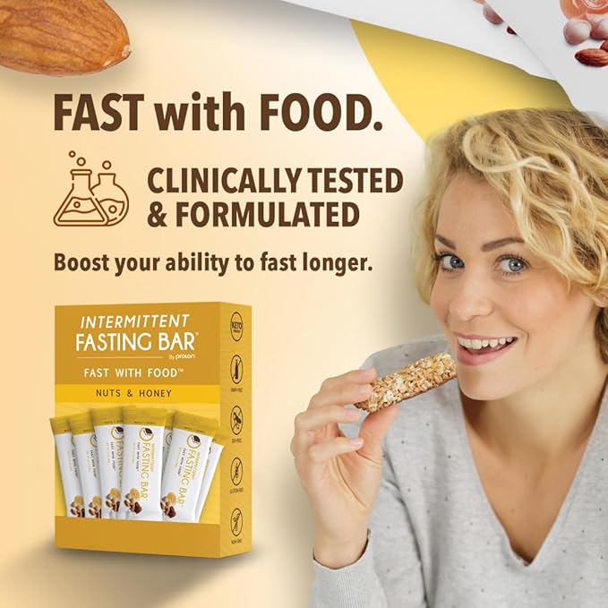 Prolon Fasting Bars | 6g Protein, 8g Fiber | Keto-Friendly, Gluten-Free, Dairy-Free, Plant-Based | Nutrition for Intermittent Fasting | Formulated to Not Break Your Fast | Nuts & Honey (24 Count)
