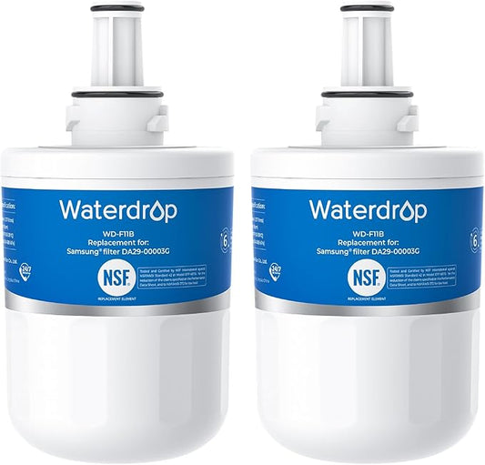 Waterdrop DA29-00003G Refrigerator Water Filter, Replacement for Samsung®, DA29-00003B, DA29-00003A, Aqua-Pure Plus, HAFCU1, RFG237AARS, FMS-1, RS22HDHPNSR, RSG257AARS, 2 Filters (Package May Vary)