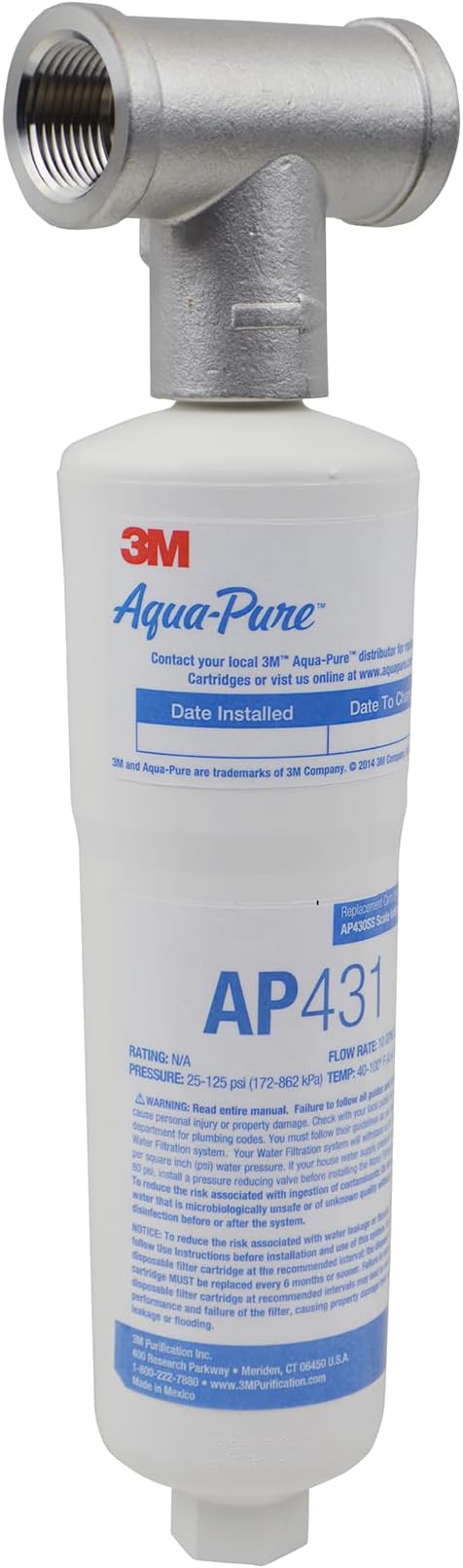 3M Aqua-Pure Whole House Scale Inhibition Inline Water System AP430SS, Prevents Scale Build Up On Hot Water Heaters and Boilers