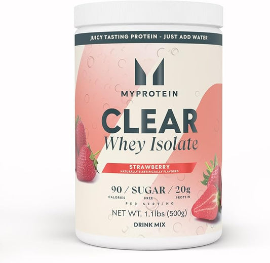 Myprotein Clear Whey Isolate Protein Powder, 1.1 Lb (20 Servings) Strawberry, 20g Protein per Serving, Naturally Flavored Drink Mix, Daily Protein Intake for Superior Performance