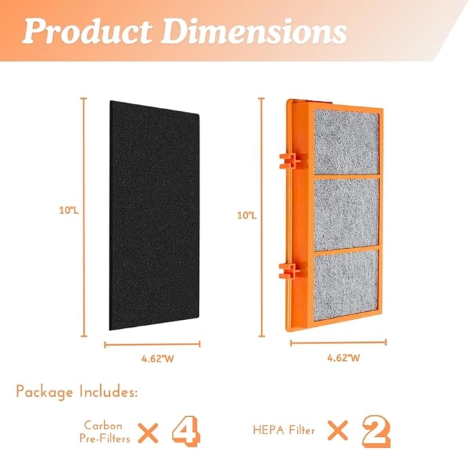 Nispira AER1 Filter Replacement for Holmes Air Purifier HAPF30AT HAPF30AS-U4R HAP242-NUC Smoke Grabber 2 HEPA 4 Carbon Booster, Remove Odor Smoke VOCs 1.2 x 10 x 4.6 Inches