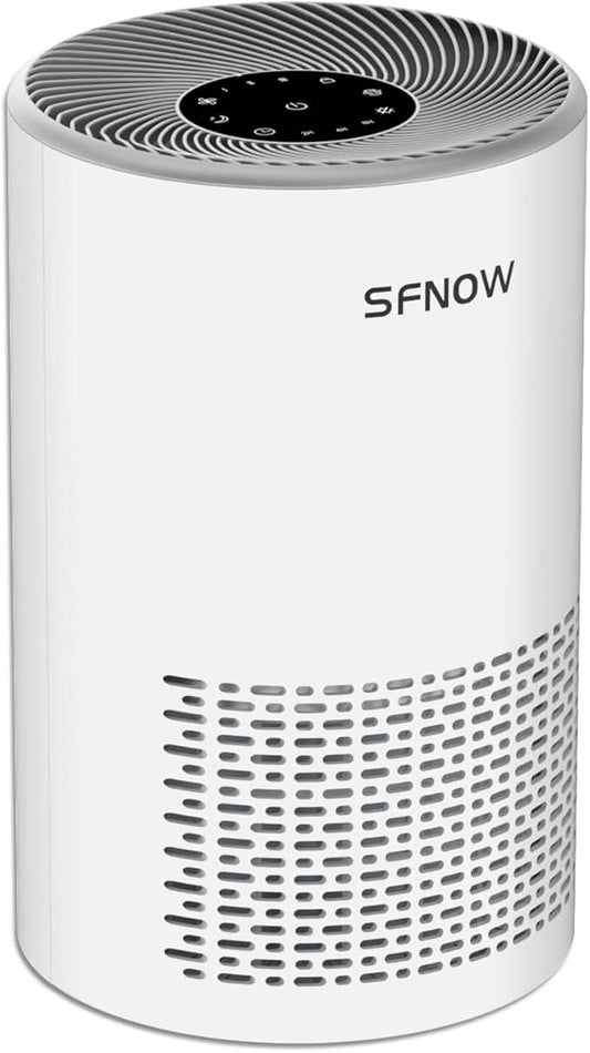 Air Purifiers for Home Pets Hair in Bedroom, Air Cleaner Covers Up to 1050 ft² Remove Smoke Pollen Dander Hair Smell, with HEPA Sleep Mode For Home Office Living Room Drom, SAP300C, White