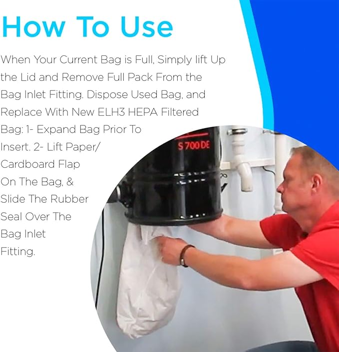 HEPA Filtration Bags ELH3 Replacement for AstroVac, Valet & VacuMaid Vacuums Part #HPB2H, Fits Models: H1P, P70, SR66, SR800, SR52H, ATQ300, GV30, GV50, GV30PRO & GV50PRO-by Disposable Basics(3 Pack)
