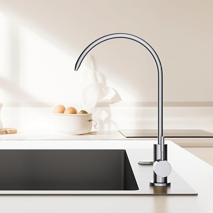 Brass Reverse Osmosis Faucet, Sink Water Filter System, Suitable for Most Reverse Osmosis or Water Filtration Systems, Kitchen Bar Sink Drinking Water Faucet (Chrome)