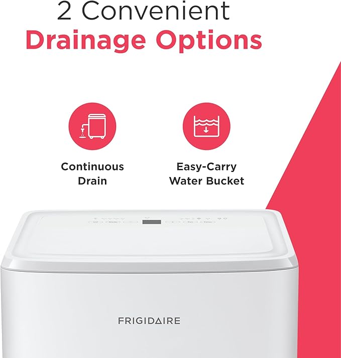 Frigidaire 22-Pint Portable Dehumidifier with Wi-Fi and Energy Star Certification for Small/Medium Rooms, Bedrooms & Bathrooms, Custom Humidity Control, Auto Shut Off, White