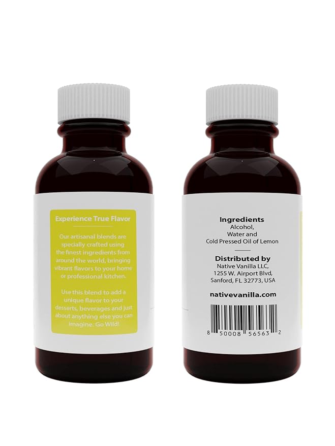 Native Vanilla - Pure Lemon Extract - 4 Fl Oz - Pure Flavors and Extracts - Perfect for Cooking, Baking, and Dessert Crafting
