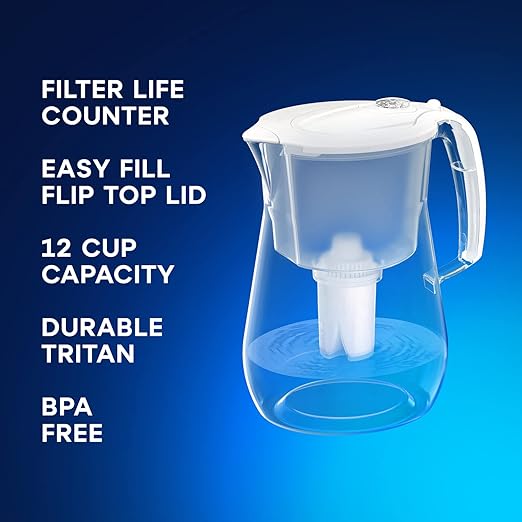 AQUAPHOR Water Filter Pitcher Opal 12 Cup with 1 X B15 Filter - 145 Gallons Long-Life (White)