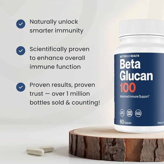 Better Way Health™ - Advanced Immune Readiness - Highly Purified 1,3/1,6 Beta Glucan 100 - Clinically Tested Immune Defense - 100mg/60 Capsules