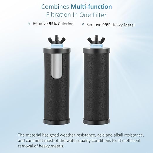 2.25G Ultra-Filtration Gravity Water Filter System，304 Stainless Steel Countertop System with 2 Filters & Metal Faucet，NSF/ANSI 42 Certification，Reduce 99% Chlorine