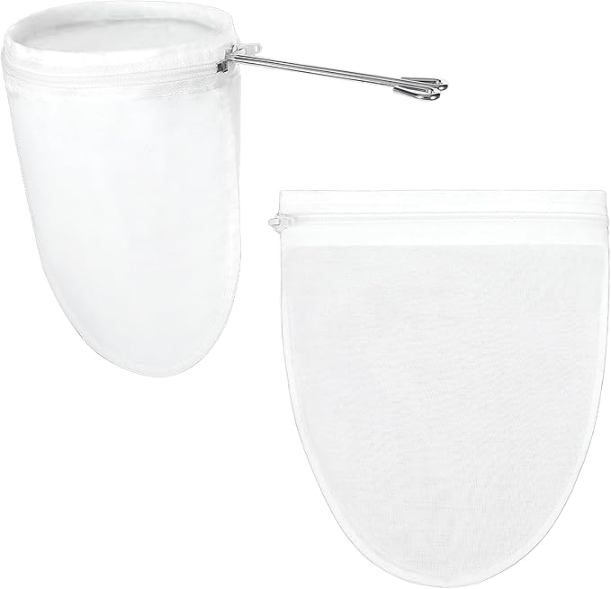 3 PCS Fine Mesh Strainer Bags with Handle, Reusable Cheese Cloth Bag with Zipper, Food Grade Filter for Coffee Soy Thai Tea, Yogurt Nut Milk and Soup
