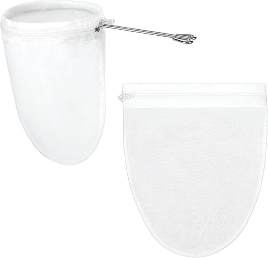 3 PCS Fine Mesh Strainer Bags with Handle, Reusable Cheese Cloth Bag with Zipper, Food Grade Filter for Coffee Soy Thai Tea, Yogurt Nut Milk and Soup