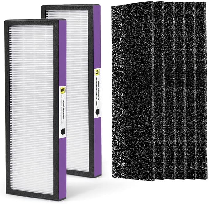 FLT4850PT Air Puri-fier Filter Replacement Filter Compatible with Germ-Guardian Filter B AC4850PT AC4300WPT AC4900 Air Puri-fier, 2 HEPA and 6 Pre-Filter