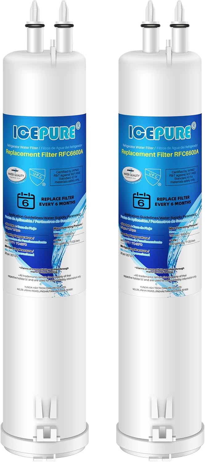 ICEPURE RFC6600A Refrigerator Water Filter Replacement for 4396841, EDR3RXD1, Everydrop® Filter 3, 4396710, Kenmore® 9030, 9083, 46-9083, 46-9030, 2PACK
