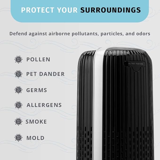 Homedics TotalClean 360-Degree HEPA-Type Air Purifier Filter Replacement, Works with Homedics AP-T10-BK and AP-T10-WT Air Purifiers, Captures Microscopic Airborne Particles