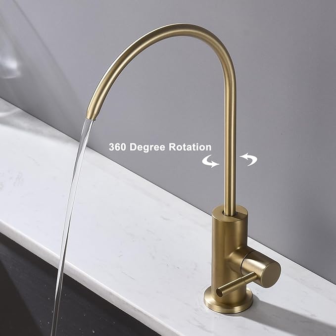 Brushed Gold Drinking Water Filter Faucet for Kitchen Sink Reverse Osmosis Ro System, Lead-Free Sus Stainless Steel with Brass Finish