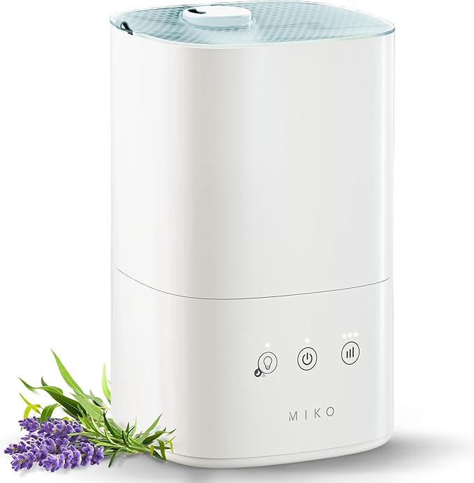 MIKO Ultrasonic Humidifiers for Large Room & Bedroom- Water Filter, Auto Mode, No Leak Design, Sleep Mode, Built-in Timer, Humidifier for Babies & Home,
