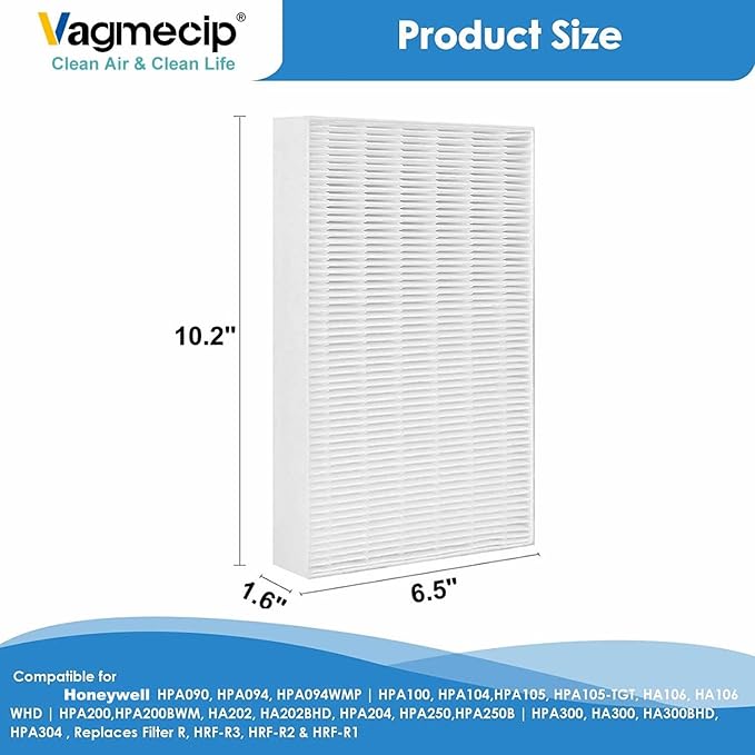 6 Pack HPA300 Filter Replacement Compatible With Honeywell HPA300, HPA200, HPA100, HPA090 Series and HPA5300 Air Purifier, H13 True Replacement,Filter R (HRF-R3 & HRF-R2 & HRF-R1)