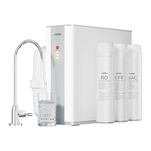 ANGEL Reverse Osmosis Water Filter, 7 Stage Under Sink Water Filtration System, 3-Year Long-Lasting RO Filter, 2:1 Pure to Drain, Reduces PFAS/PFOS, Fluoride, Chlorine, Bad Taste & Odor, Lead-Free