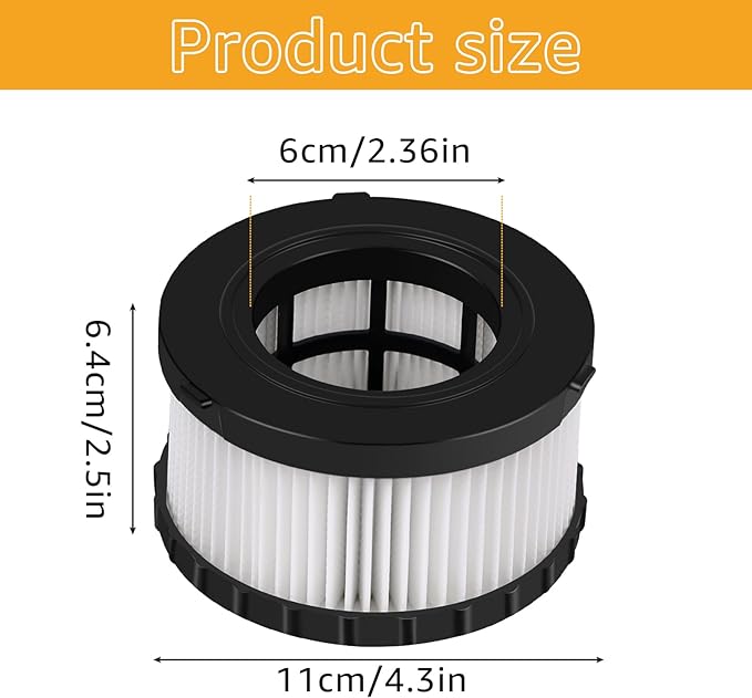 4-Pack DC5151H HEPA Filter Replacement, Compatible with DEWALT Dry Wet Vacuum DC515 DCV517 DCV517B, washable and reusable filter vacuum cleaner, with cleaning brush