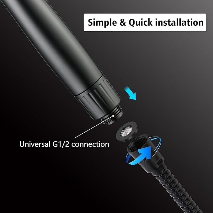 SUMERAIN Hard Water Filter Showerhead with 9 Spray Modes, KDF filtration & Vitamin C Skin Care 3-Month Replacement Filter for California/Texas/Illinois, Matte Black