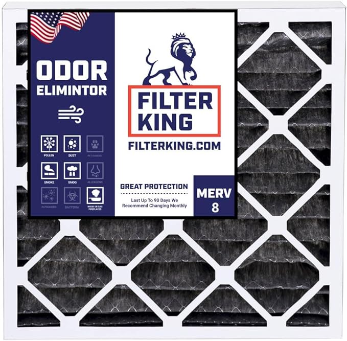 Filter King 13x20x1 Air Filter | 4-PACK | Carbon MERV 8 HVAC Pleated A/C Furnace Filters | MADE IN USA | Actual Size: 13 x 20 x .75"