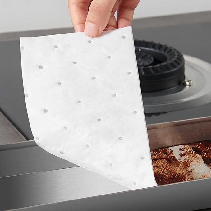 20pcs Range Hood Filter Paper Hood Grease Filters Range Hood Oil Absorbing Cotton Nonwoven Fabric Flame Retardant Material Oil Proof Sheets