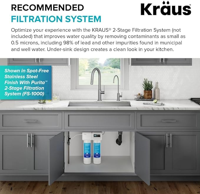 KRAUS Oletto Single Handle Drinking Water Filter Faucet for or Water Filtration System in Matte Black, FF-103MB