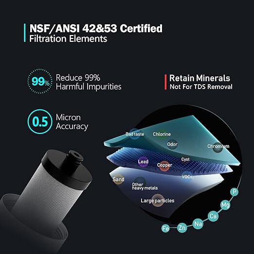 Frizzlife SW20F Under Sink Water Filter System with Brushed Nickel Faucet, NSF/ANSI 53&42 Certified, Reduces 99.99% Lead, Chlorine, Bad Taste & Odor, 3 Years High Capacity, 0.5 Micron, USA Tech