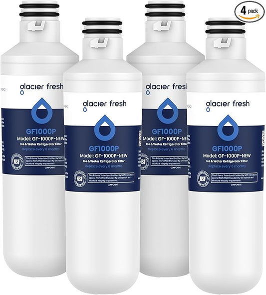 GLACIER FRESH LT1000PC Replacement Water Filter, Compatible with LT1000PC/PCS, LT1000PC, LT-1000PC, MDJ64844601, ADQ747935 ADQ74793504 Water Filter 4 Pack