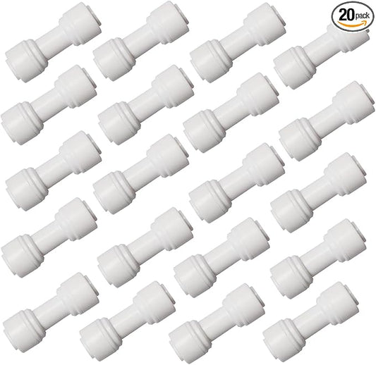 20 pcs 1/4" OD to 1/4" OD push fit straight union quick connector for RO water system push to connect tube
