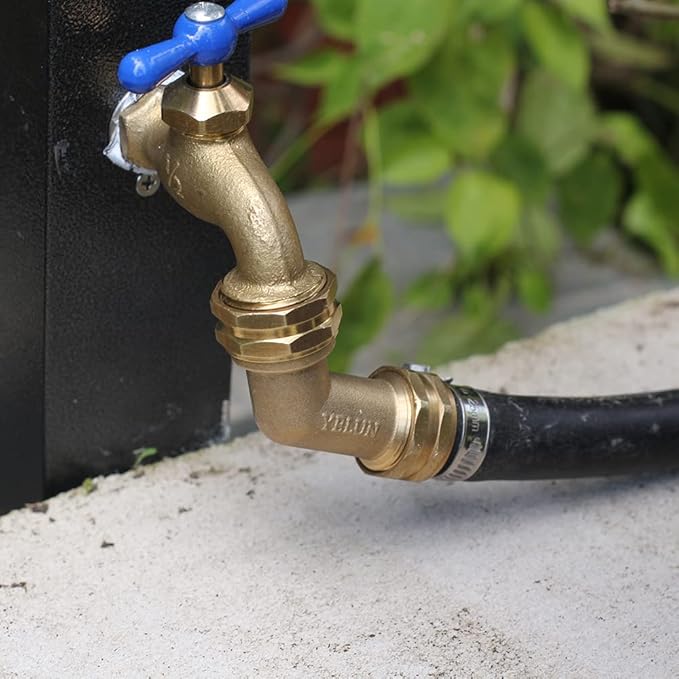 Garden Hose Elbow Connector 45 Degree Solid Brass Pipe Fittings -Eliminates Stress and Strain On RV Water Intake Hose Adapter 3/4" FHT x 3/4" MHT (45 Degree Hose Elbow)