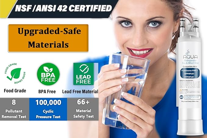 AQUA012 FPPWFU01 Water Filter Replacement Compatible with EPPWF01 PureAdvantage PWF-1 FPPWFU01 PurePour PWF-1Refrigerator Water Filter(3 Packs)