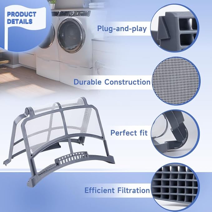 WE16X32537 Dryer Lint Filter Compatible with GE Dryer, Replacement Part WE16X29597 4977656 PD00077638 PS16873779 AP7205579