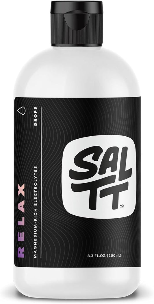 SALTT Relax Magnesium Drops - Ionic Magnesium Chloride w/Sodium, Potassium, Electrolytes - Trace Minerals Drops - Gluten Free, Sugar Free, Keto Friendly - from Utah's Great Salt Lake - 8.3 Fl Oz