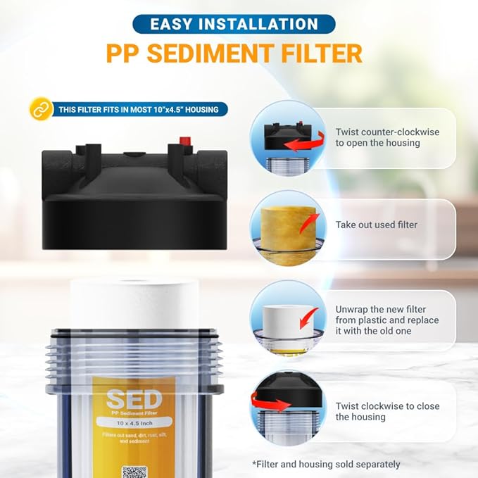 Max Water 5 Micron 10 x 4.5 inch Whole house Sediment Water Filter | Meltblown Polypropylene Well Water Filter Replacement Cartridges for DGD-5005, AP810, SDC-45-1001, GXWH30C, PP10BB (20 Pack)