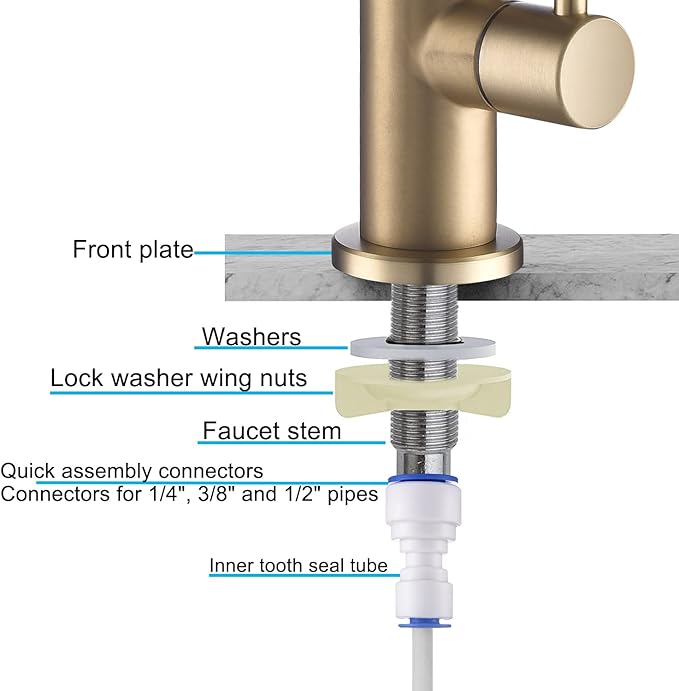 Brushed Gold Drinking Water Filter Faucet for Kitchen Sink Reverse Osmosis Ro System, Lead-Free Sus Stainless Steel with Brass Finish