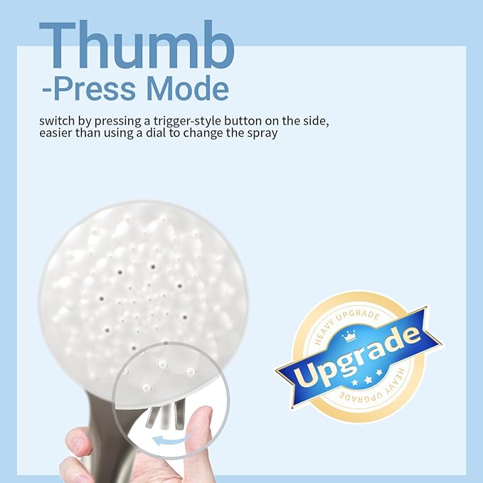 8.6 inch High Pressure 3-Way Shower Heads Combo, Pulsating Rainfall Shower Head, 6-Settings Dual Shower Head with Handheld Hose 6ft Brushed Nickel