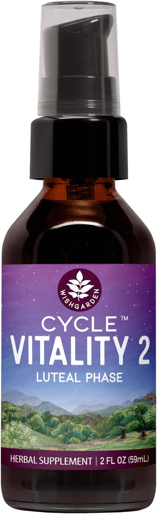 WishGarden Herbs Cycle Vitality 2 Luteal Phase - Plant-Based Progesterone Supplement with Wild Yam & Vitex Chasteberry Supports Healthy Menstrual Cycles, Fertility & Healthy Progesterone Levels, 2oz