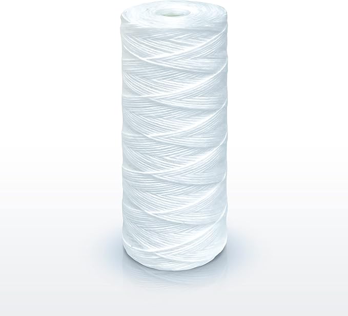 High Capacity Wound String 5 Micron Sediment Water Filter Cartridge 10” x 4.5” Removes Sand, Dirt, Silt, Rust, Extended Filter Life Compatible with 355215-45, 84637, PC10, WP1097P, WPX597P (2 Pack)