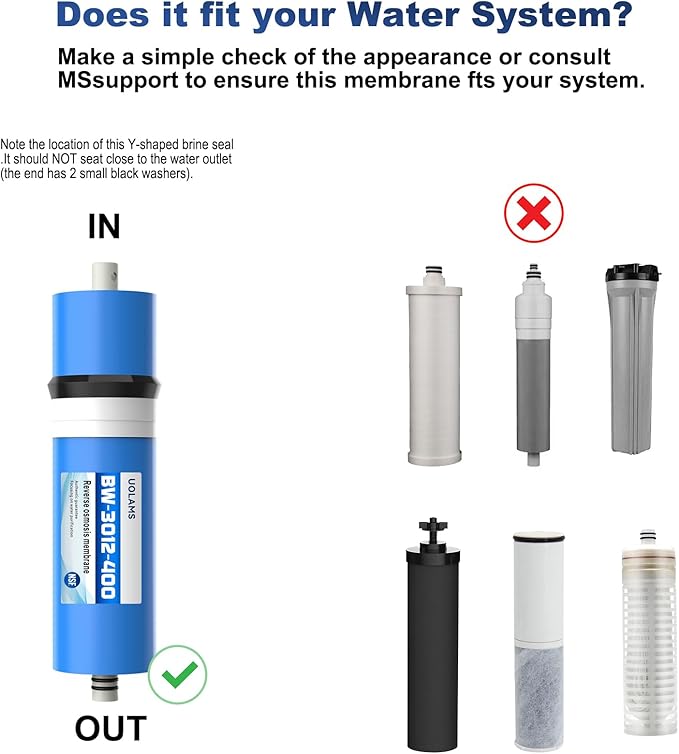 Reverse Osmosis Membrane 400 GPD 3012-400 RO Membrane Water Filter Replacement Fits Standard for Under Sink RO Drinking Water Filter Filtration Purifier System
