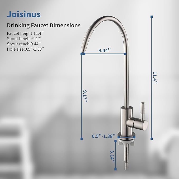 Water Filter for Sink Faucet, Kitchen Water Faucet for Non-Air Gap Reverse Osmosis Water Filtration System Bar Sink Faucet SUS304 Stainless Steel Brushed Nickel
