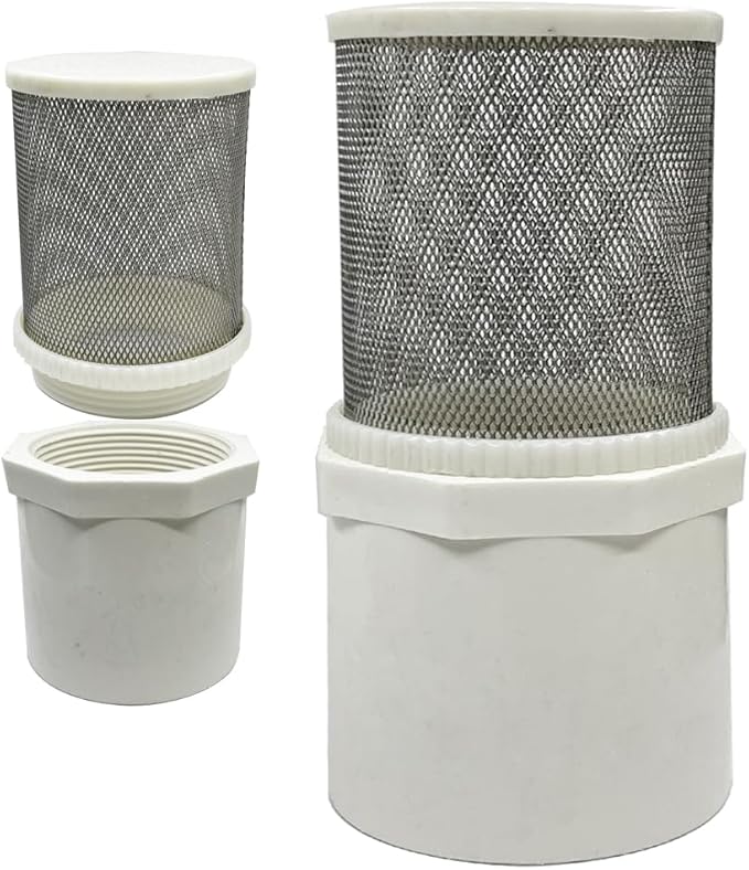 2 inch Stainless Steel Filter Cover Connected to 2 inch/DN50 PVC Water Pipe, Suction Strainers 360 Degree mesh Rapid Filtration Used to Remove Debris and Reduce Solid Entry