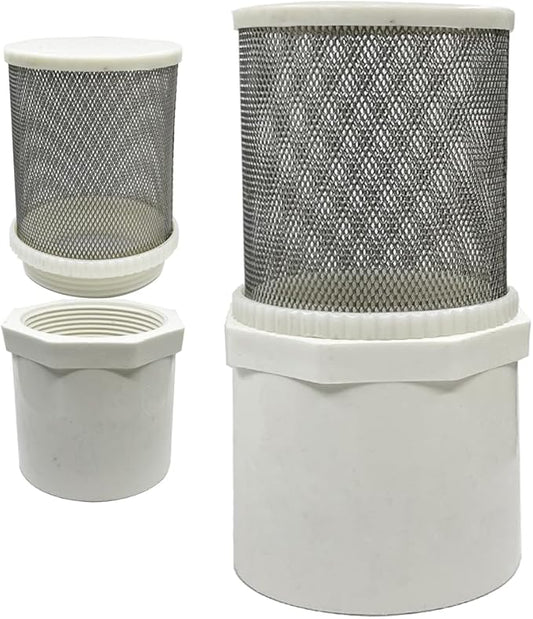 2 inch Stainless Steel Filter Cover Connected to 2 inch/DN50 PVC Water Pipe, Suction Strainers 360 Degree mesh Rapid Filtration Used to Remove Debris and Reduce Solid Entry
