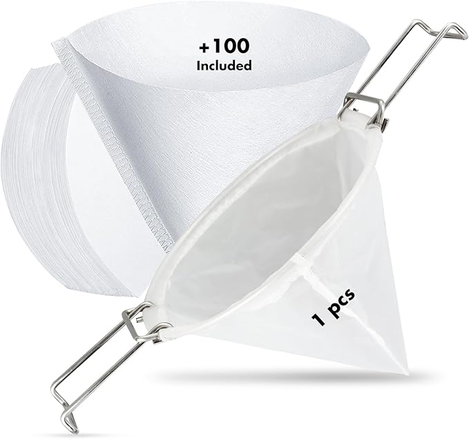 100PCS 10” Fryer Oil Filters, Deep Fryer Oil Cone Filter Filters with Folding Arms to Attach to Deep Fryers, Maple Syrup Grease Filter Cones, for Longer-Lasting Frying Oil & Maple Syrup