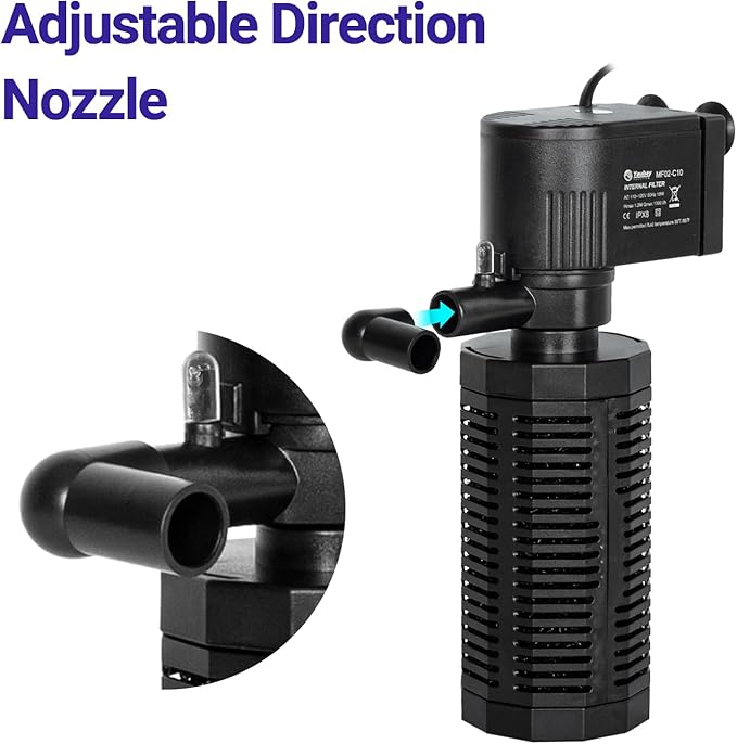 18W Aquarium Internal Filter for 55-120 Gallon Tanks, Power Biochemical Sponge Fish Turtle Tank Filter with Aeration System, Silent Submersible Filters, 264 GPH