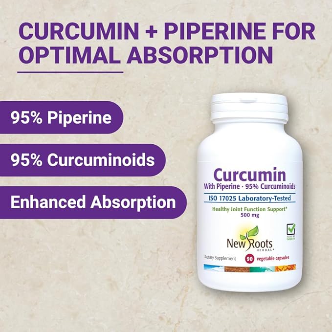 NEW ROOTS HERBAL Turmeric Curcumin Supplement 500mg with Gingers & Black Pepper Extract - 20x Better Absorption | Coumarin Capsules with 95% Curcuminoids & 95% Piperine (90 Veg Capsules)