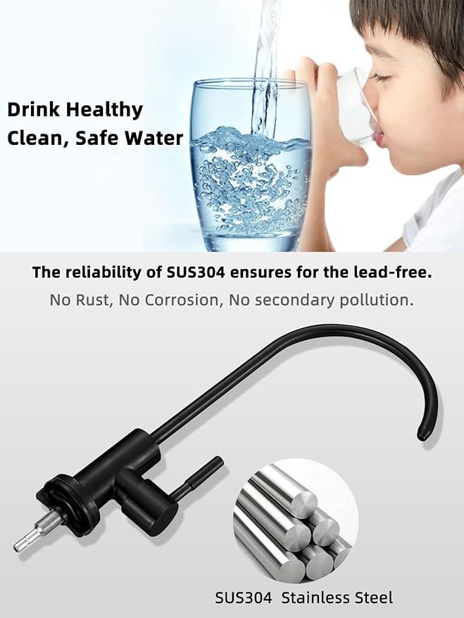 Drinking Water Faucet Matte Black,Lead-Free Water Filter Faucet,Easy to Install Reverse Osmosis Faucet for Kitchen Bar Sink