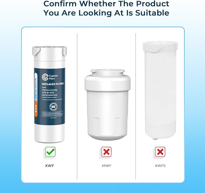 Crystala Filters XWF Replacement for GE XWF Refrigerator Water Filter Pack of 3 (Not XWFE)