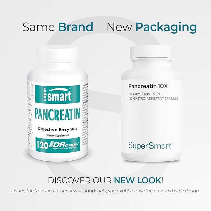 Supersmart - Pancreatin 10X 4000 per Day (Extra Strength) - Digestive Enzymes Supplement - with Protease, Lipase, Amylase, Trypsin - Healthy Digestion Support | Non-GMO & Gluten Free - 120 DR Capsules